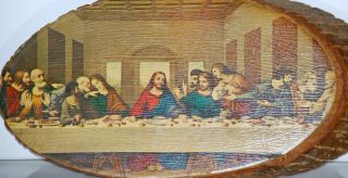 Vintage Wall Hanging The Last Supper On Natural Wood Slab Wall Decor Home Decor