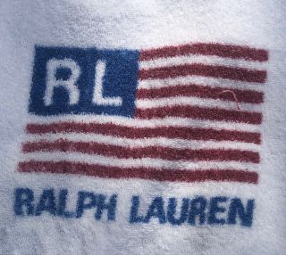 VINTAGE Ralph Lauren Polo Sport Beach Towel White 1996 Spell Out Flag 90s 2