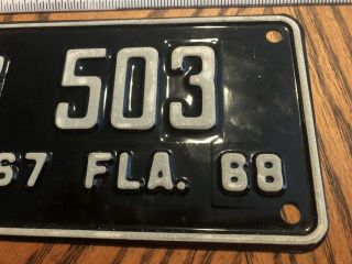 1967 1968 Florida Motorcycle License Plate Vintage Antique Indian 503 3