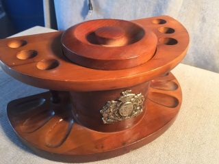 Vintage Kaywoodie Wood 6 Pipe Stand Holder With Humidor