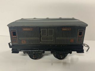 Vintage German Tin Lithograph Gray Box Car Trumpet Train Car Marklin? Karl Bub?