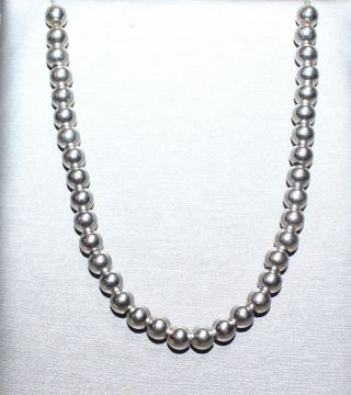Vintage Estate Solid Sterling Silver 925 Chunky Large Bead Ball Necklace 20 "