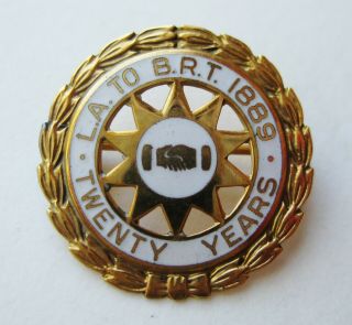 Vtg 10k Gold Enamel Ladies Auxiliary Brotherhood Of Railroad Trainmen Pin 1.  3g