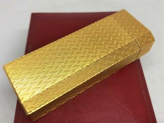 Auth CARTIER K18 Gold - Plated Diamond Pattern Pentagon Lighter Gold w Case 3