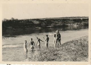 Vintage Photograph,  Nude Young Soldiers,  Bathing,  Gay Interest