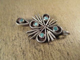Vintage Sterling Silver & Turquoise/Coral Cross Pendant,  Unsigned,  3.  7g 3
