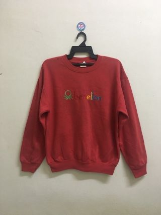 Vintage United Color Of Benetton Spell Out Sweatshirt Medium Size Italy