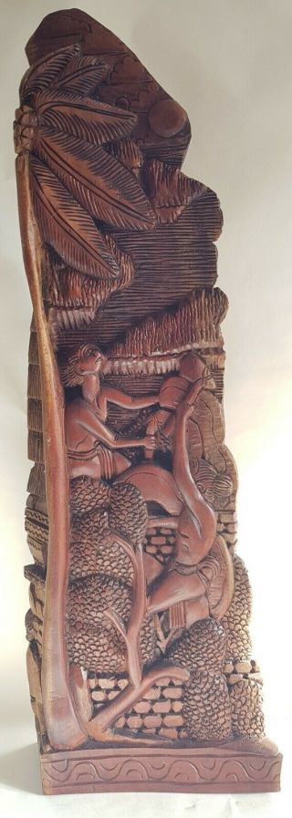 Large Vintage Palau Island Carved Story Board Sculpture 65 Cm (25 Inches).