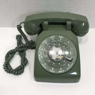Vintage Western Electric Bell System Green Rotary Dial Desk Telephone