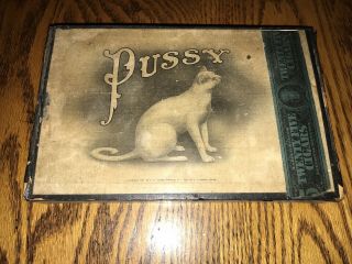 Very Rare Antique Pussy Cigar Box 5 Cent Scarce 1908