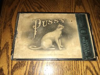 VERY RARE Antique Pussy Cigar Box 5 Cent SCARCE 1908 2