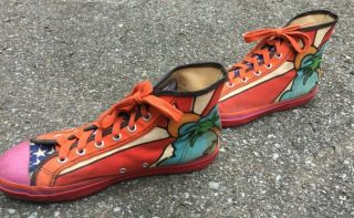 Peter Max Vintage Hi - Cut Sneakers Multi Color Sports Shoes Size Us 5 1/2