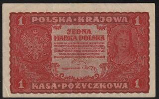 1919 1 Marka Polska Poland Vintage Paper Money Banknote Old Foreign Currency Vf