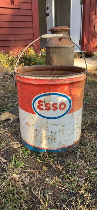 Vintage Esso One Pound Cup Grease Metal Tin Can Empty