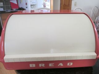 Retro Bread Box Lustro Ware Pink & Cream Mid - Century  Usa