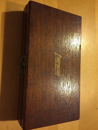 Vintage Lufkin Rule 212 Micrometer Depth Gauge W/ Wood Case