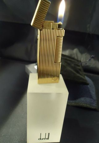Dunhill Rollagas Lighter - Vertical Lines - Gold Plated - Briquet/Feuerzeug 2