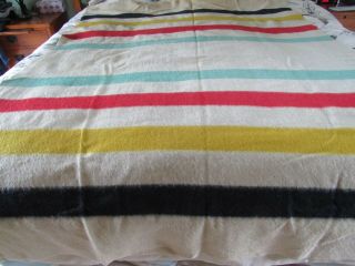 Vintage Hudson Bay 3 1/2 Point Wool Stripe Blanket 62 " X81 "