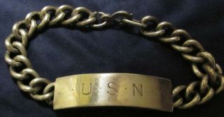 Vintage Sterling Silver Id Bracelet U.  S.  N.  Wwii Navy Sailor Fontaine 8 " 40.  2 Gm.
