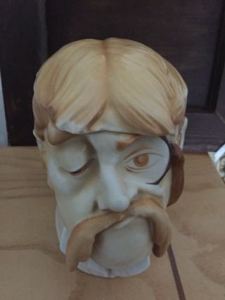 Germany Schierholz Porcelain Tobacco Jar Lidded Mustache Man & Monocle Antique