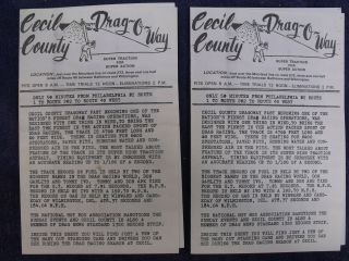 2 Rare Fall 1963 Handbills Handouts Cecil County Drag - O - Way / Dragway