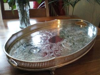 A Large Vintage Silver Plated Tray - Wave Edged - Sheffield Made