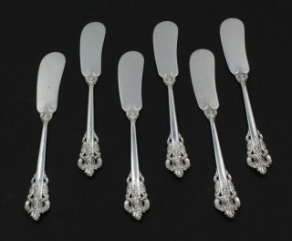 Wallace - Grande Baroque Sterling Silver Set Of 6 Flat Butter Place Knives 7025