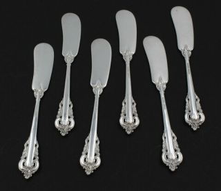 WALLACE - GRANDE BAROQUE STERLING SILVER SET OF 6 FLAT BUTTER PLACE KNIVES 7025 2