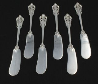 WALLACE - GRANDE BAROQUE STERLING SILVER SET OF 6 FLAT BUTTER PLACE KNIVES 7025 3