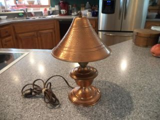 Vintage Arts Craft Small Hammered Copper Lamp 12 