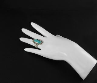 Vintage Solid 925 sterling silver ring Turquoise Stone Native Southwestern 5.  75 2