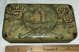 Antique Yacht Cut Plug United States Tobacco Tin Litho Can Richmond Va Sailboat