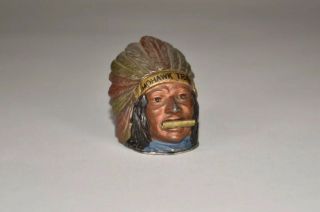 Antique Metal Indian Chief Figural Tape Measure - 2 - 3/4”t