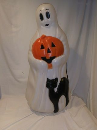 34 " Vintage Empire Halloween Blow Mold Ghost With Black Cat - Very Good Colors
