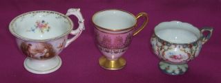 Vintage European Porcelain 3 Cups Rosenthal,  Dresden & Unmarked