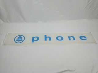 Vintage White Bell System Telephone Booth Glass Sign - Phone Antique Vtg