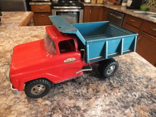 Vintage Tonka Toys Mechanical Dump Truck Red - Blue