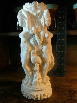 Vintage Bali Lime Stone Sculpture Statue Vase over 10 inches tall 3