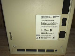 1984 Apple Macintosh Model M0001 Replacement REAR CASE Housing Mac 128K 3