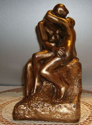 Vtg Alva Museum Replicas Rodin Gold Bronze Finish " The Kiss " Statue 10 - 1/2 "