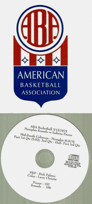 Aba Radio Broadcast On Cd - Memphis Sounds Vs Indiana Pacers (1975)