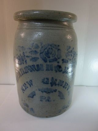 Geneva,  Pa.  Stoneware Crock Jar Blue Lettering