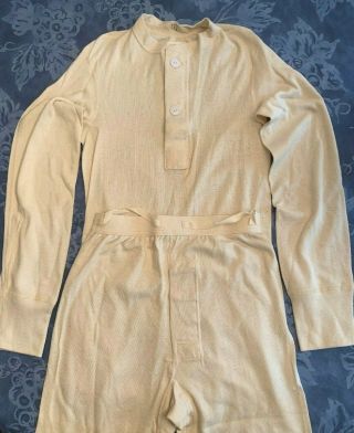Vintage Us Military Long Underwear Cotton Wool Undershirt Drawers Set Small
