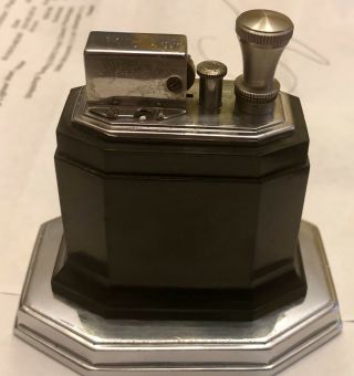 Vintage Art Deco Art Metal Ronson Touch Tip Lighter - Octette - Black
