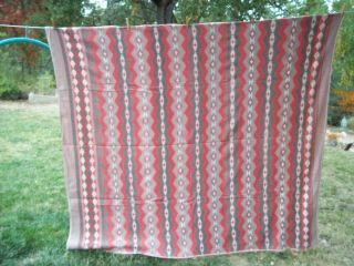 Antique Vintage Pendleton Reversible Wool Blanket Large 72 " By 80 "