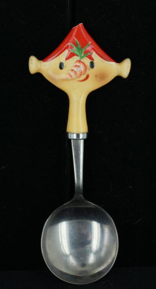 Very Rare Holt Howard Red Pixie Soup Spoon Stainless Steel - Cute