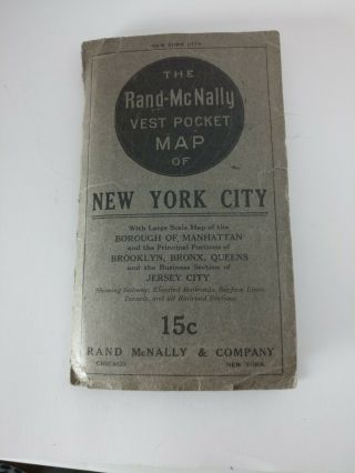 Vintage Rand - McNally Vest Pocket Map of York City Borough Manhattan Brooklyn 2