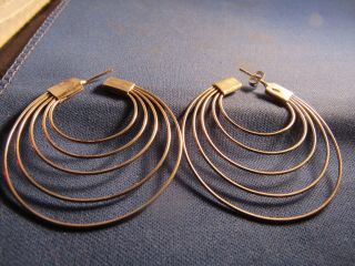 Vintage Sterling Silver Art Deco Rare Repeating Circles Pierced Post Earrings