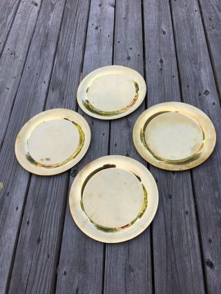 Vintage Brass Charger Plates Made In India 12 " Set Of 4
