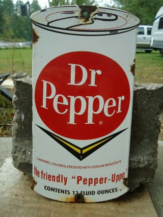 Vintage Dr.  Pepper Porcelain Advertising Door Sign " Pepper Upper "